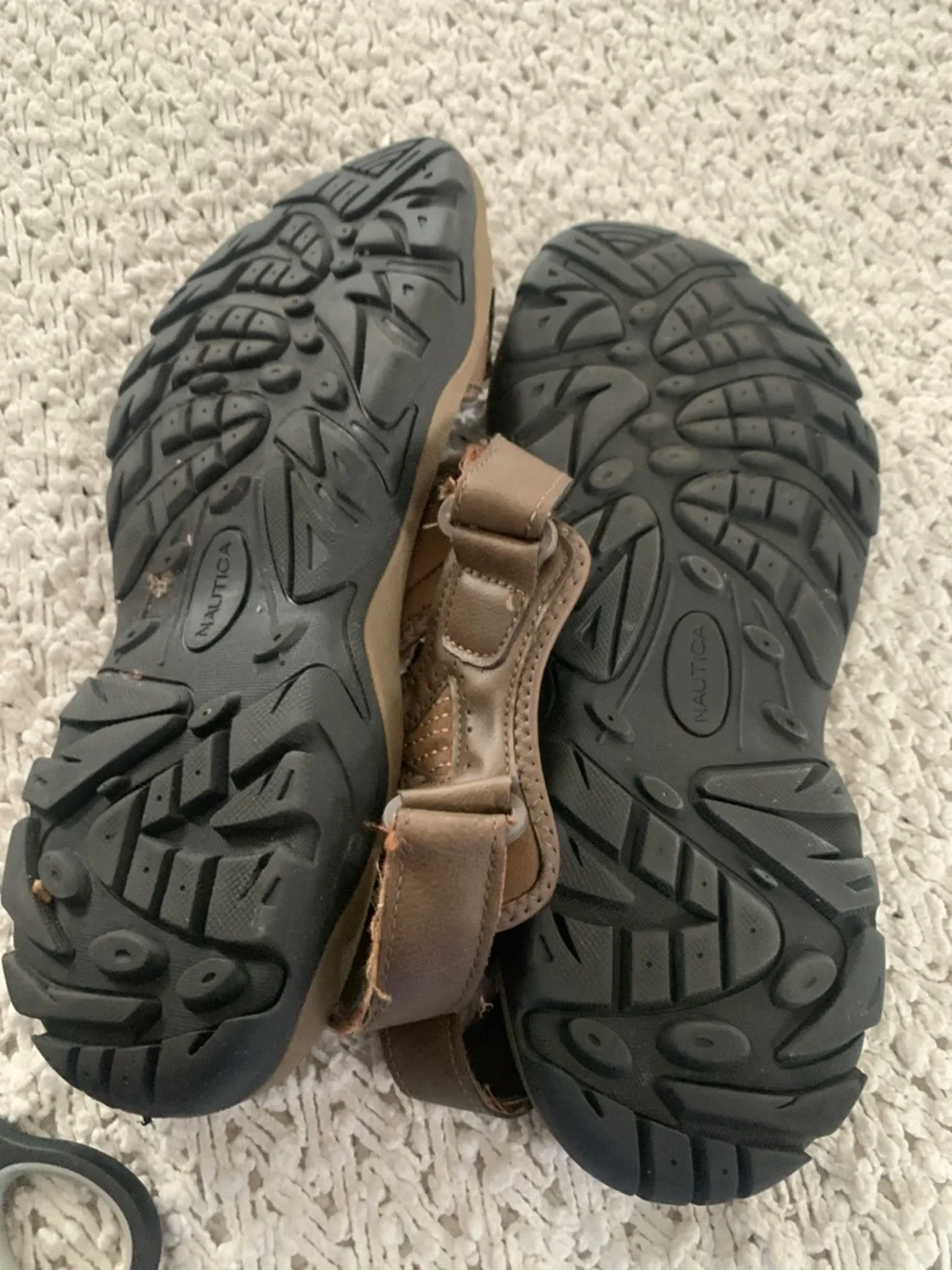 Nautica Brown Men's Leather-Look Hook & Loop Sport Sandals